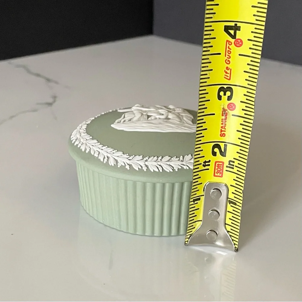 Trinket or Jewelry Box - Green Jasperware by Wedgwood